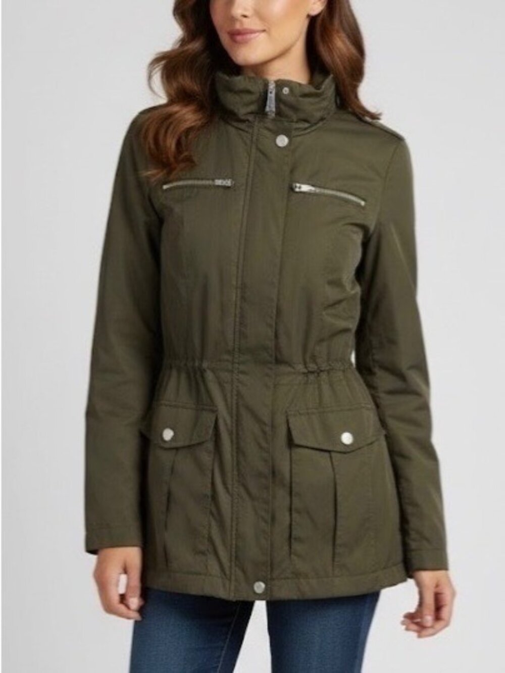BCBGeneration Green Utility Military Anorak Parka Jacket XS | Y2K Indie Sleaze